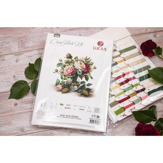Luca-S Vase with Roses Counted Cross Stitch Kit